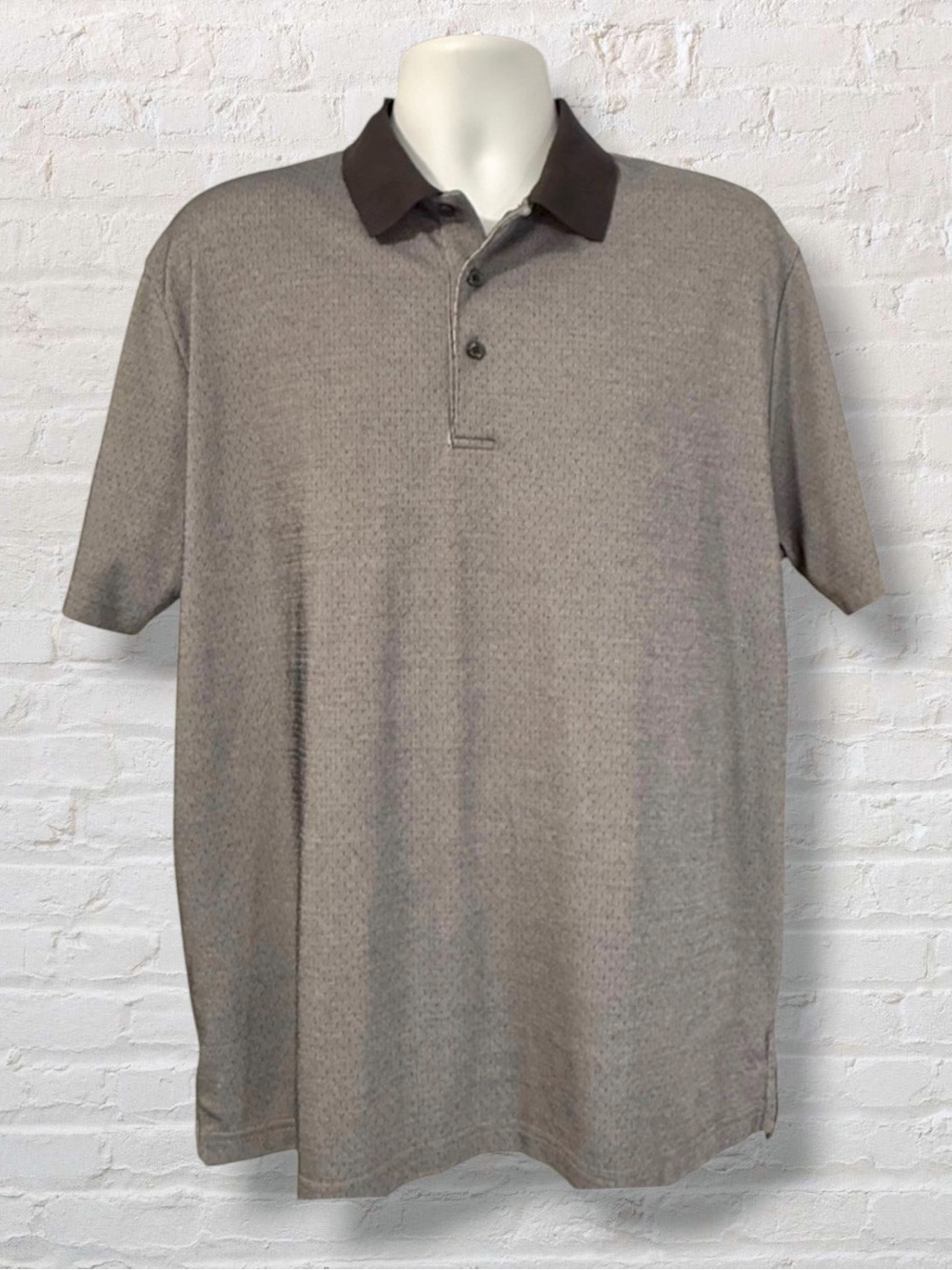 🕴️ Daniel Cremieux Signature Collection Dress Polo – Size Large – Gray & Black